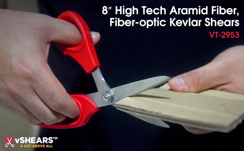 VAMPLIERS 8" Fiber Optic Kevlar Scissors Industrial Grade Carbon Steel Shears - Cuts Kevlar, Dyneema, Spectra, Vectran, Dacron, Nomex, Technora, Innegra, Carbon Fiber, Fiberglass - Image 3